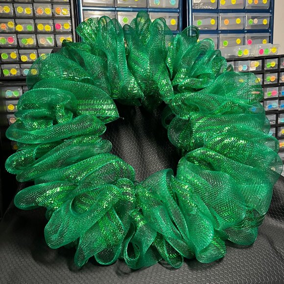 Dark Green Deco Mesh Wreath Base-Decorate Yourself! - Picture 1 of 1
